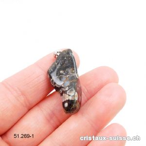 Pendentif Agate Turitelle 3 cm avec boucle argent 925. Pièce unique