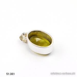 Pendentif Quartz Olive facetté en argent 925. Pièce unique, belle qualité