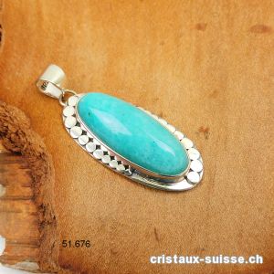 Pendentif Amazonite du Pérou en argent 925. Pièce unique, Qual. A