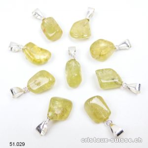 Pendentif Apatite jaune - vert 1 - 1,5 cm avec boucle argent 925. RARETÉ