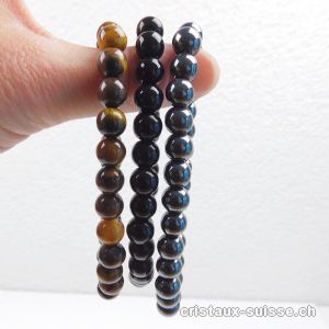 3 bracelets ENRACINEMENT et PROTECTION - Onyx, Oeil de Tigre, Hématite