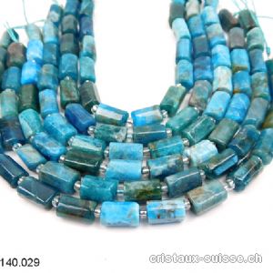 Demi-Rang Apatite, tubes facettés 8 - 10 x 5 - 6 mm / 19 cm, env. 16 pièces