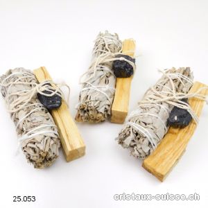 Lot Sauge Blanche Californie, Palo Santo, Tourmaline noire brute