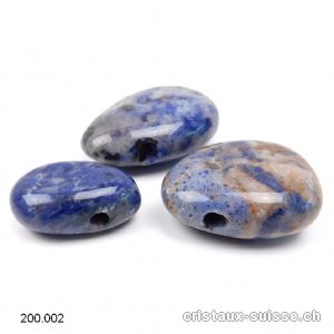 3 x Sodalites 2,5 - 3 cm, Percées 