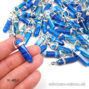 Pendentif Agate bleue biterminé avec boucle métal 4 cm. Offre Spéciale