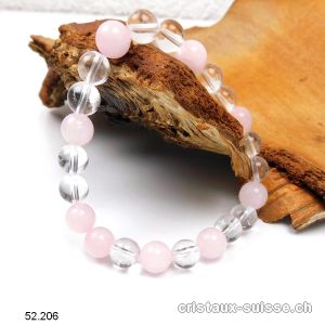 Bracelet Cristal de Roche - Quartz Rose 8 mm / 19 cm