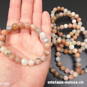 Bracelet Pierre de Lune 8 - 8,5 mm, élastique 18 - 18,5 cm.  Offre Spéciale