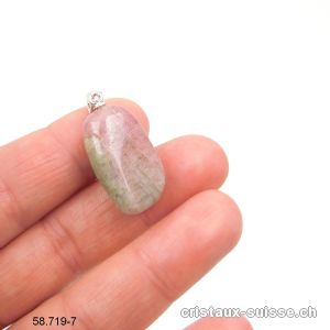 Pendentif Tourmaline Melon d'eau, boucle argent 925. Pièce unique