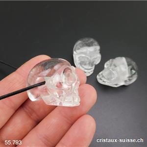 Cristal de Roche CRÂNE percé avec cordon en cuir à nouer