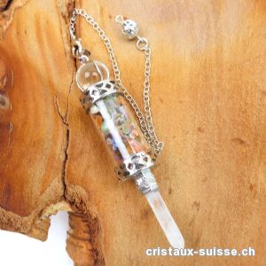 Pendule Chakras et Cristal de Roche env. 8 cm. Offre Spéciale