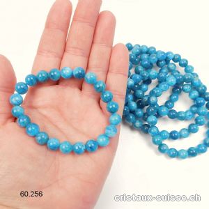 Bracelet Apatite bleue 8 - 8,5 mm / 18,5 cm. Taille M