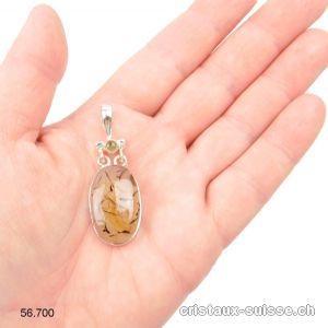 Pendentif Agate Montana et Citrine en argent 925. Pièce unique