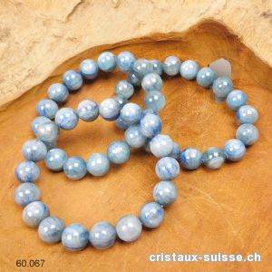 Bracelet Cyanite bleue claire - Disthène 11-12 mm, élastique 19 cm