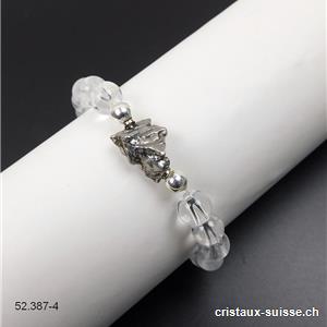 Bracelet Météorite d'Argentine / Cristal de Roche 17 cm. Pièce unique