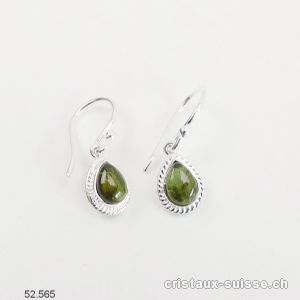 Boucles d'oreilles Tourmaline verte en argent 925