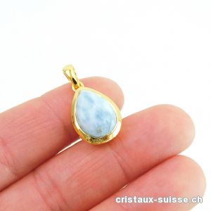 Pendentif Larimar en argent 925 doré. Pièce unique