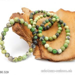 Bracelet Opale verte 8 mm, élastique 18 cm. Taille M. Offre Spéciale