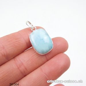 Pendentif Larimar 2 cm en argent 925. Pièce unique