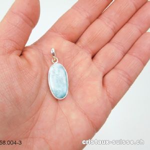 Pendentif Larimar 2,4 cm en argent 925. Pièce unique