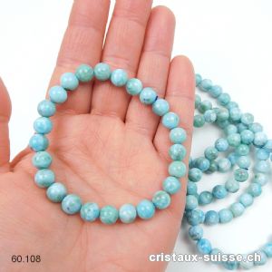 Bracelet Larimar bleu-vert 7,5-7,8 mm / 18 cm. Offre Spéciale