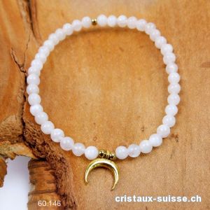 Bracelet Pierre de Lune blanche 4 mm / 18 cm avec LUNE