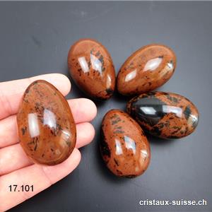 1 Oeuf YONI Obsidienne acajou 4,5 x 3 cm. Taille L. Non percé. OFFRE SPECIALE