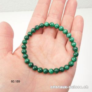 Bracelet Malachite 6,5 - 7 mm, élastique 18 cm. Taille M. Qual. A