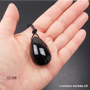 1 Oeuf YONI Obsidienne noire 4 x 2,5 cm. Taille M. Percé
