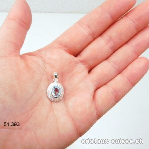 Pendentif Topaze bleue facettée et argent 925