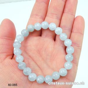 Bracelet Aigue-Marine 8 - 9 mm, élastique 18 cm. Taille M