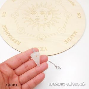 Lot DIVINATION grand Support en bois Ø 25 cm et Pendule Cristal de Roche. OFFRE SPECIALE