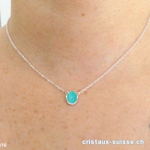 Pendentif Amazonite du Pérou avec chaîne en argent 925. Réglable 41 - 44 cm