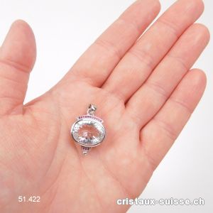 Pendentif Cristal de Roche et Rubis en argent 925 rhodié