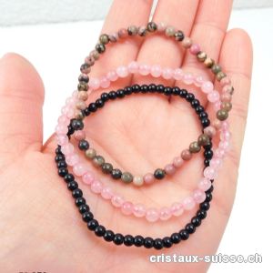 3 bracelets EQUILIBRE EMOTIONNEL, Onyx noir, Rhodonite et Quartz rose. Offre Spéciale