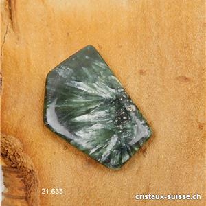 Séraphinite de Sibérie, polygone 4,4 x 3 x ép. 0,6 cm. Pièce unique