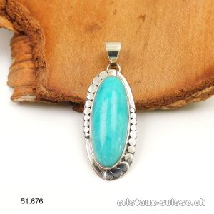 Pendentif Amazonite du Pérou en argent 925. Pièce unique, Qual. A