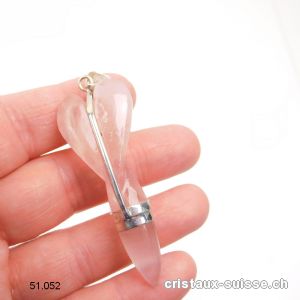 Pendentif Quartz rose Ange 5,5 cm en argent 925. Pièce unique