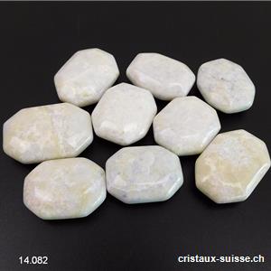 Jadéite noble beige-lilas, pierre anti-stress à pans coupés 2,8 - 3,5 x 2,2 - 2,5 cm