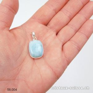 Pendentif Larimar 2 cm en argent 925. Pièce unique