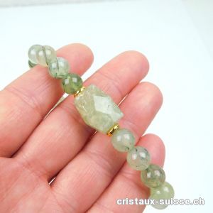 Bracelet Préhnite verte avec épidote 8-8,5 mm/19 cm. Taille M-L