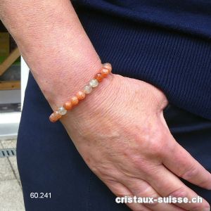 Bracelet Pierre de Soleil 7 mm, élastique 17,5 cm