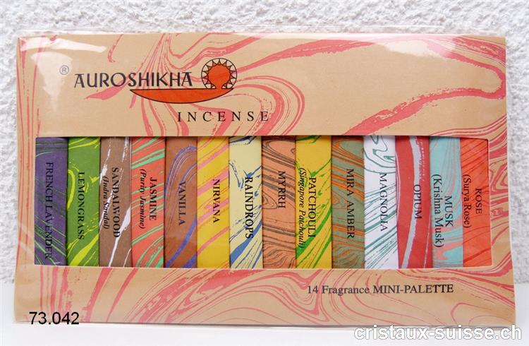Mini Bâtons Encens Auroshikha Palette De 14 Fragrances