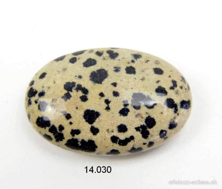 Jaspe dalmatien, pierre anti-stress arrondie 4,5 x 3 cm