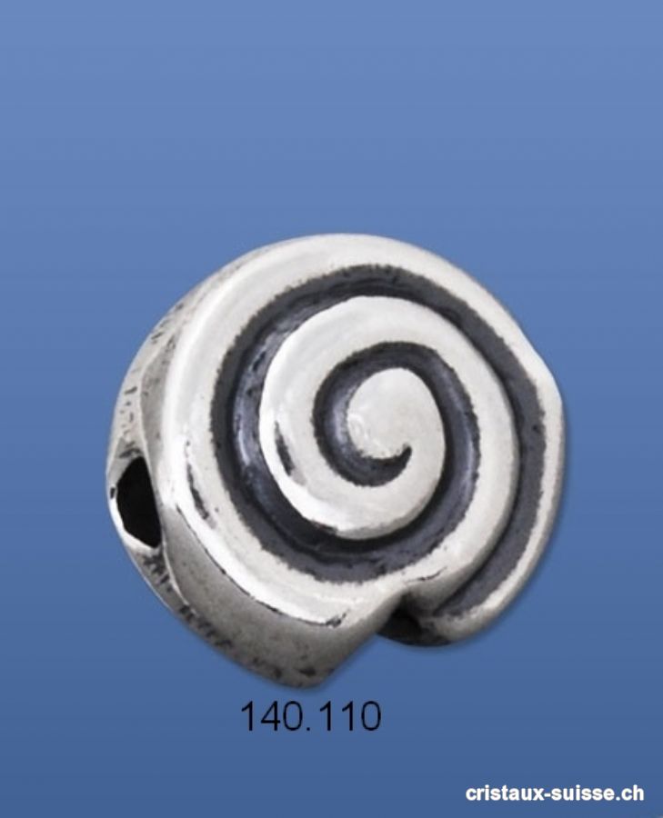 Escargot  9 mm percé, Intercalaire argent 925