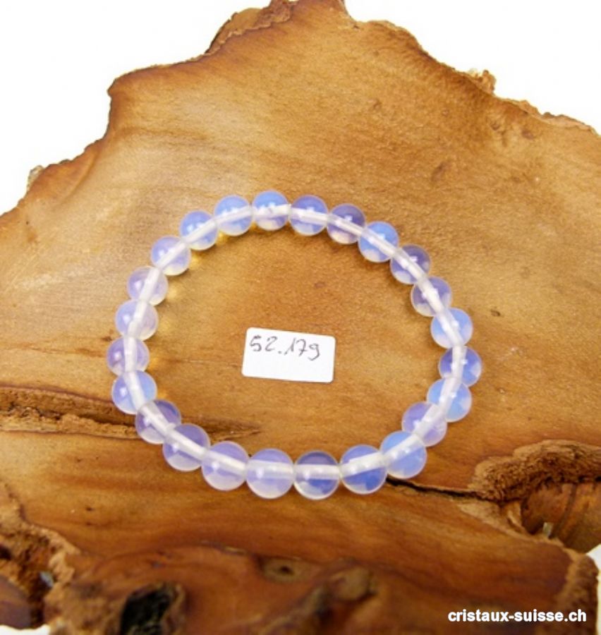 Bracelet Opaline - Opalite 8 mm, élastique 17,5 - 18 cm. Taille S-M