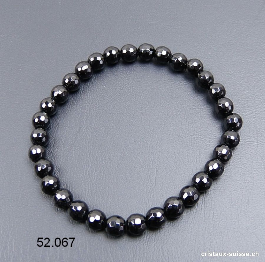 Bracelet Tourmaline noire FACETTÉE 6 mm / 19 cm