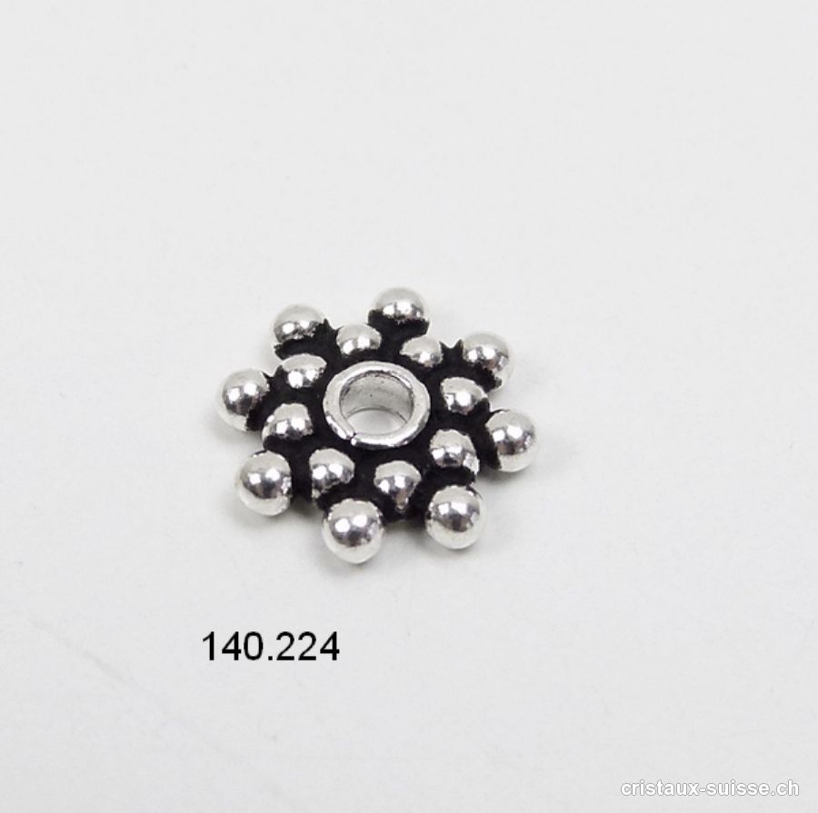 1 pièce Fleur Ethno 10 mm, Intercalaire en argent 925 vieilli