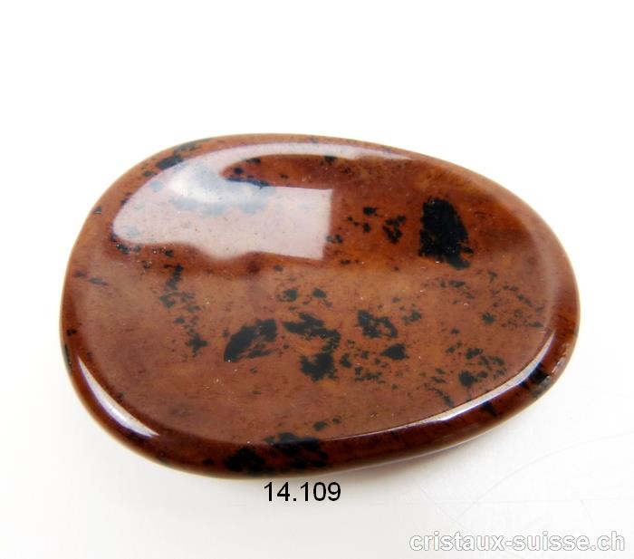 Obsidienne acajou, pierre anti-stress incurvée, env. 5 x 3,5 cm