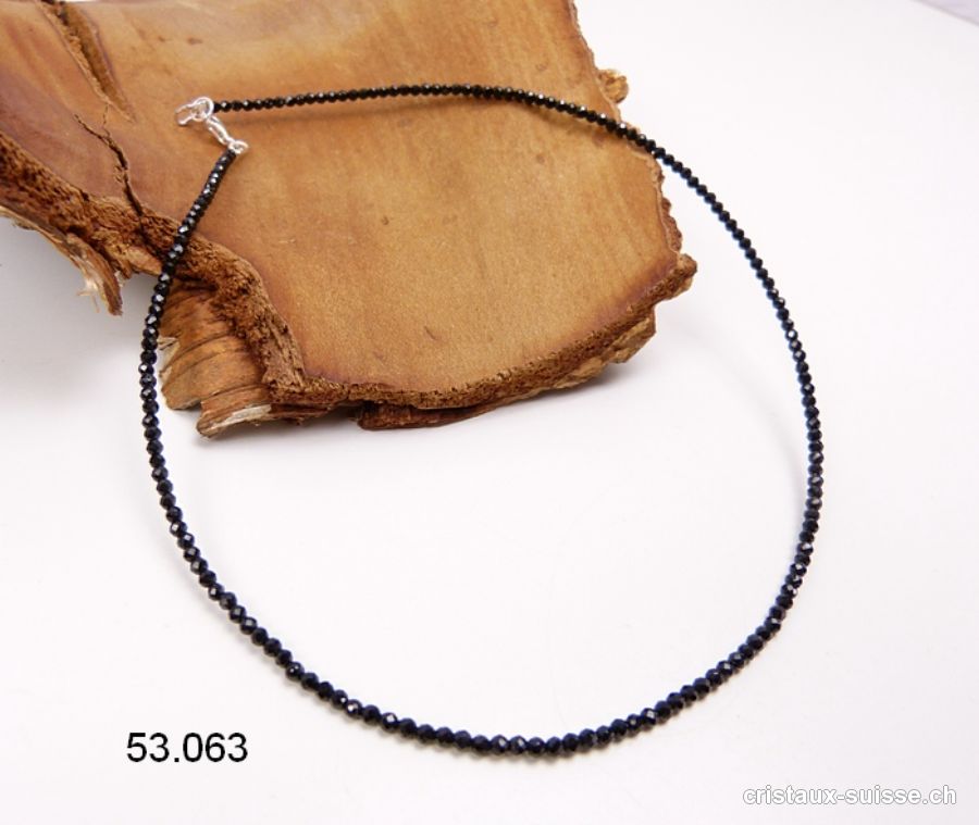 Collier Spinelle noir facetté 3 mm / 45 cm