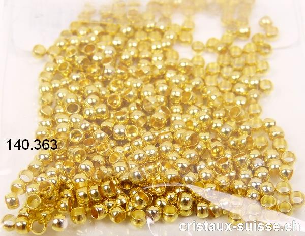 20 x Perles intercalaires ou cosses à écraser 2 mm Métal doré